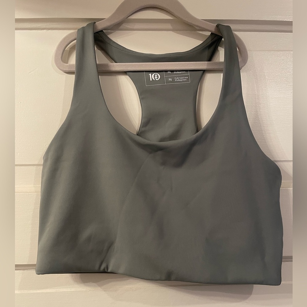 Gray/Green Tentree Longline Active Bra